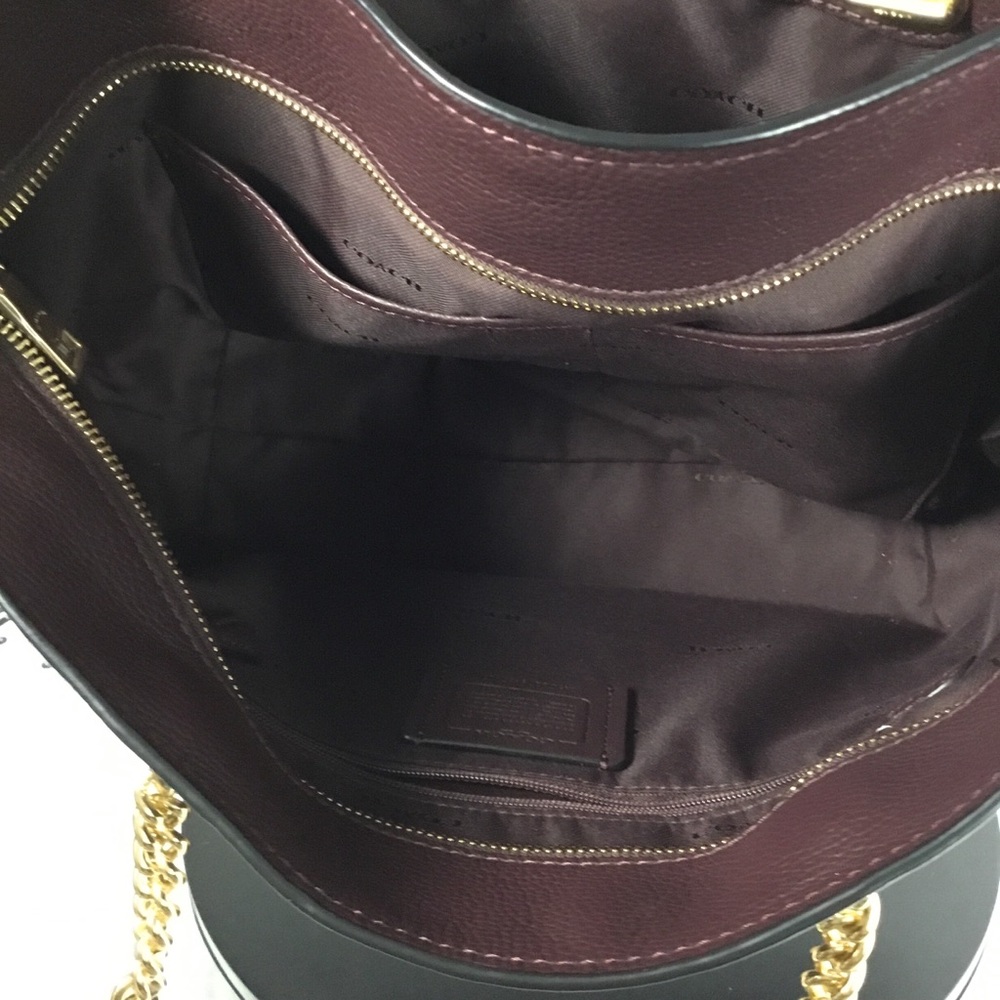 Coach Pebbled Leather Tote in Deep Burgundy with Gold Hardware - Picture 9 of 9